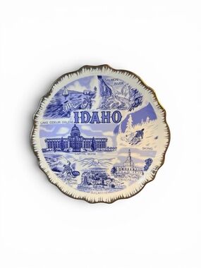 State of Idaho Blue and White Souvenir Plate